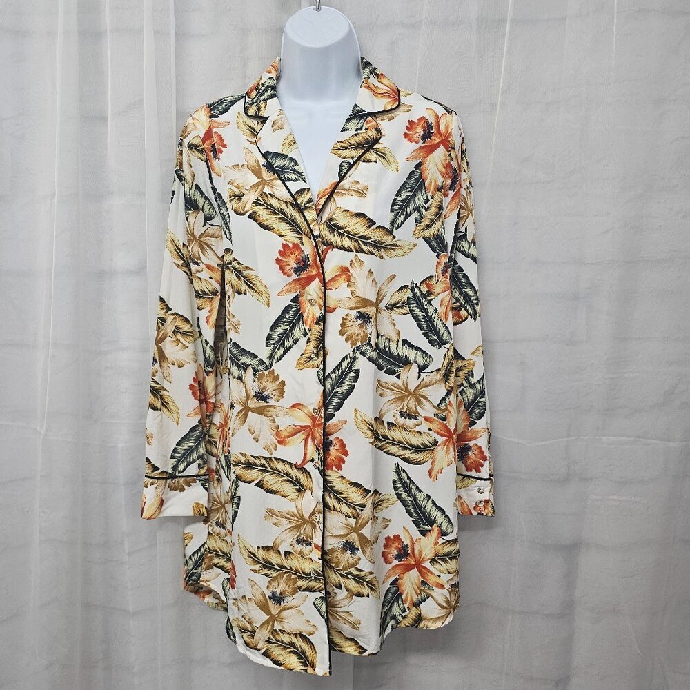 Forever 21 Night Shirt Lounge Tropical Orange Brown S